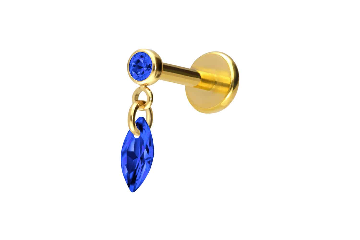 Titan Labret Piercing mit Push Fit KRISTALLOVAL
